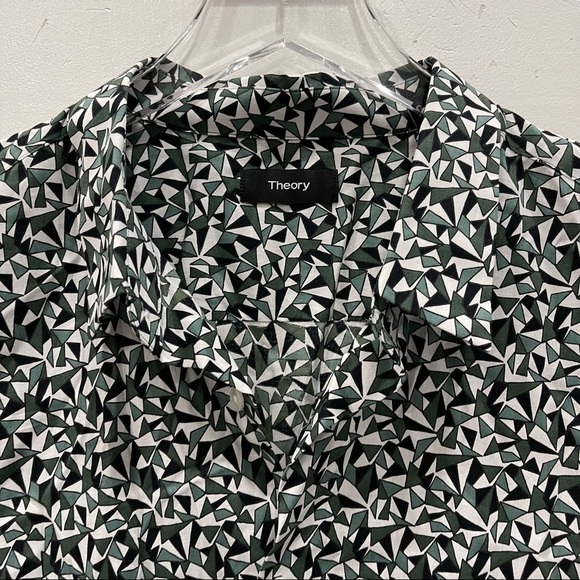 Theory Irving Slim Fit Angle Print Sport Shirt in Virdis Multi Short Sleeve XL - Picture 4 of 8